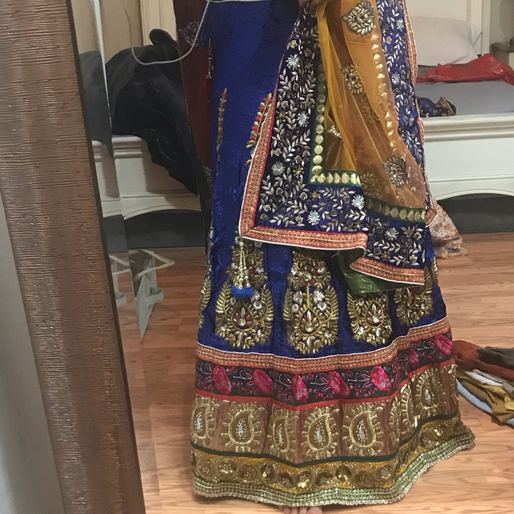 Indian Wedding/ wedding guest lehenga. Velvet blue